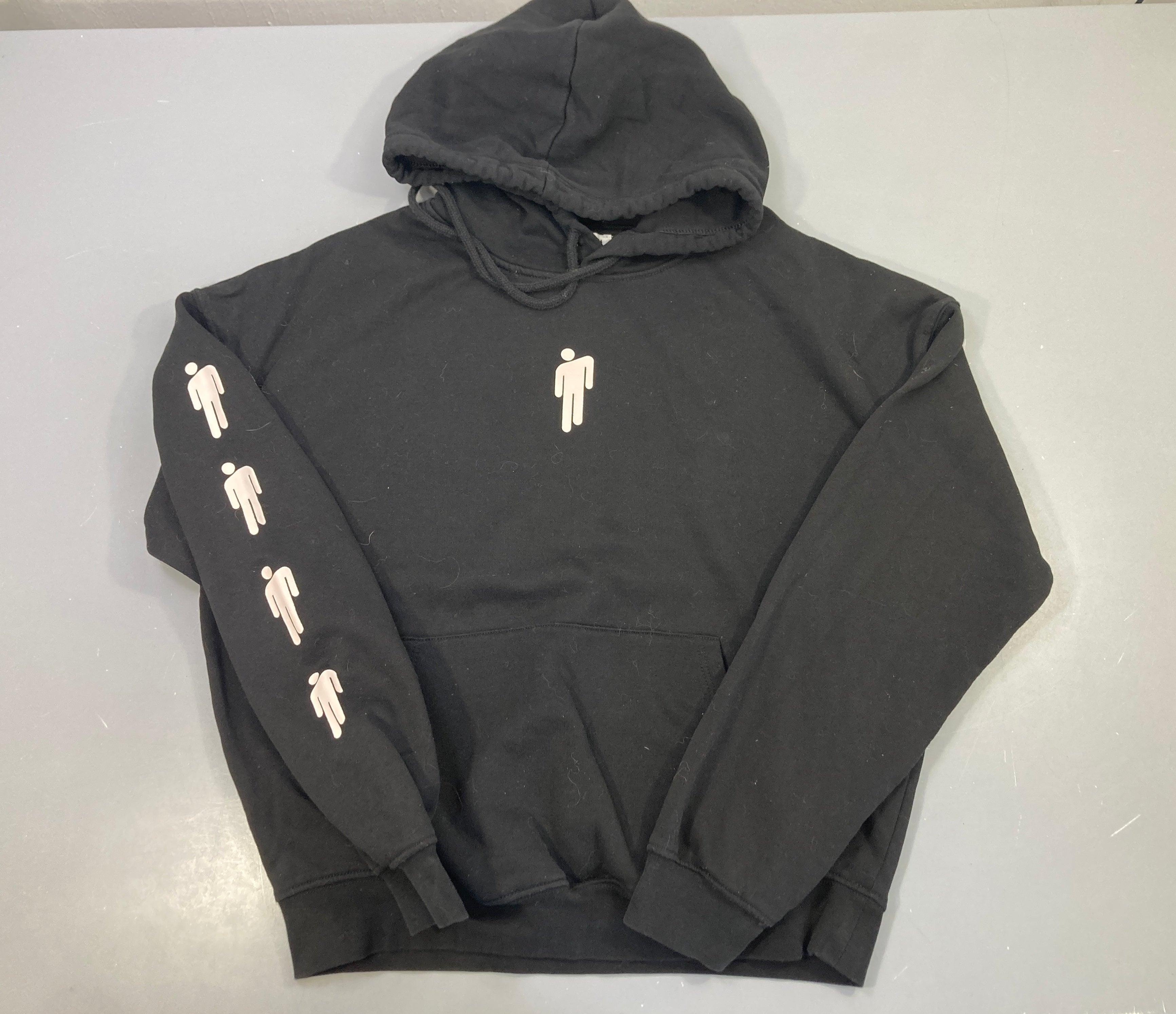 Sweat à capuche noir imprimé bonhomme, Billieeilish