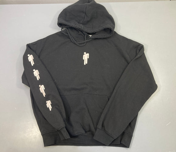 Sweat à capuche noir imprimé bonhomme, Billieeilish, moins cher chez Petit Kiwi