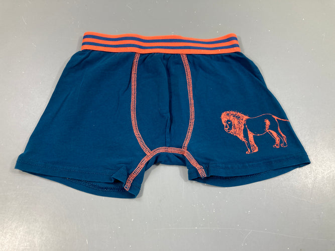 Boxer bleu/orange lion, moins cher chez Petit Kiwi