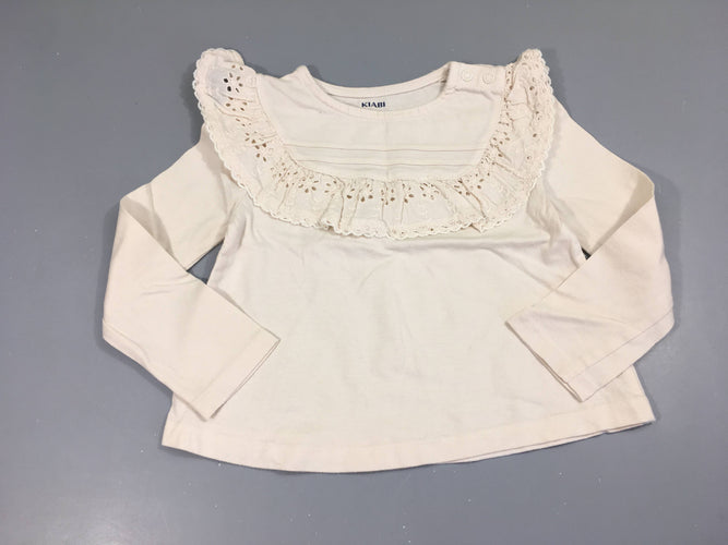 T-shirt m.l rose pâle froufrous, légèrement bouloché, moins cher chez Petit Kiwi