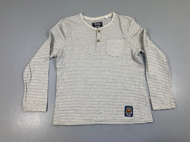 T-shirt m.l gris chiné rayé noir poche, moins cher chez Petit Kiwi