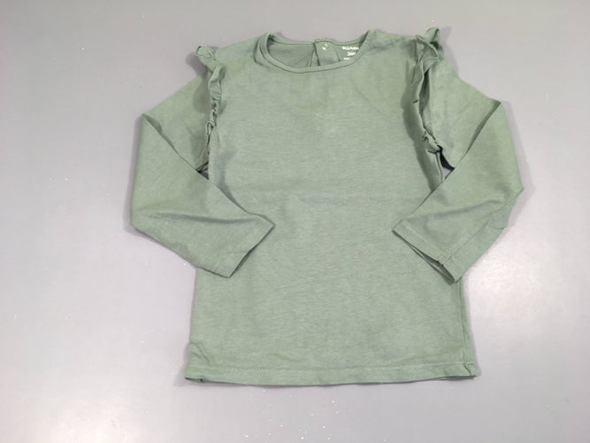 T-shirt m.l vert froufrous, moins cher chez Petit Kiwi