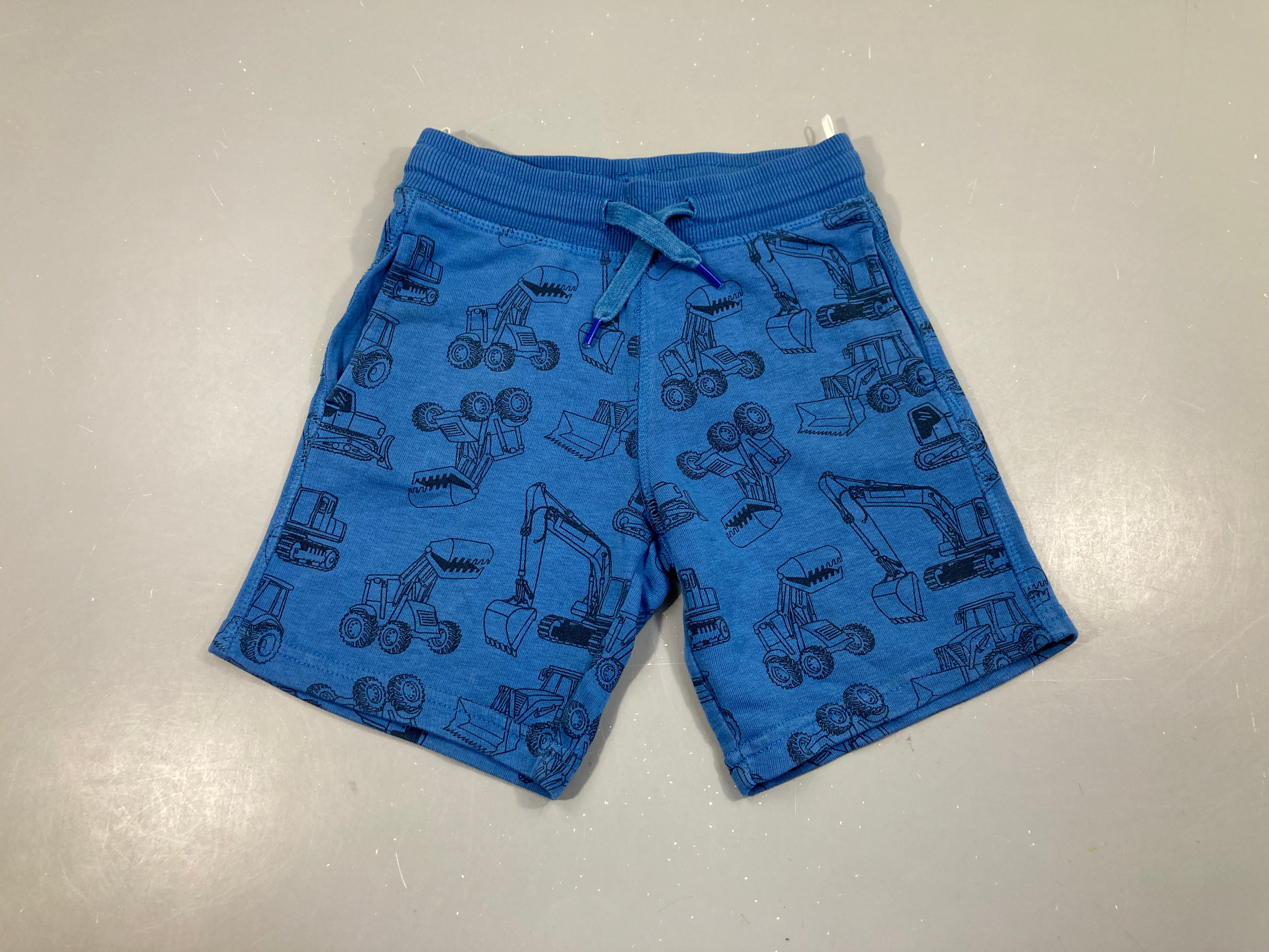 Bermuda molleton bleu véhicules chantier