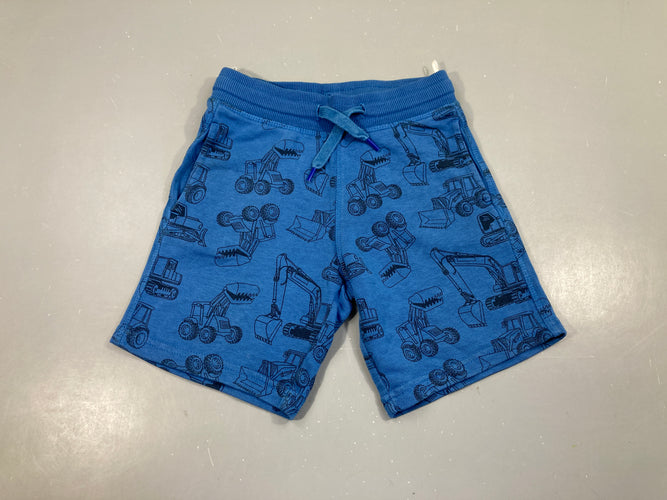 Bermuda molleton bleu véhicules chantier, moins cher chez Petit Kiwi