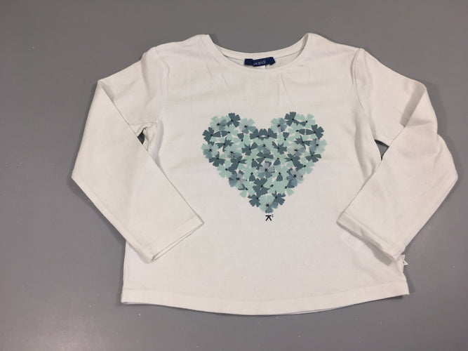 T-shirt m.l blanc coeurs relief, moins cher chez Petit Kiwi