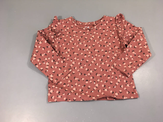T-shirt m.l rose fleurs froufrous, moins cher chez Petit Kiwi