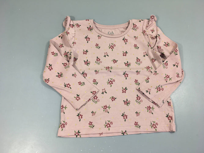 T-shirt m.l rose fleurs froufrous, moins cher chez Petit Kiwi