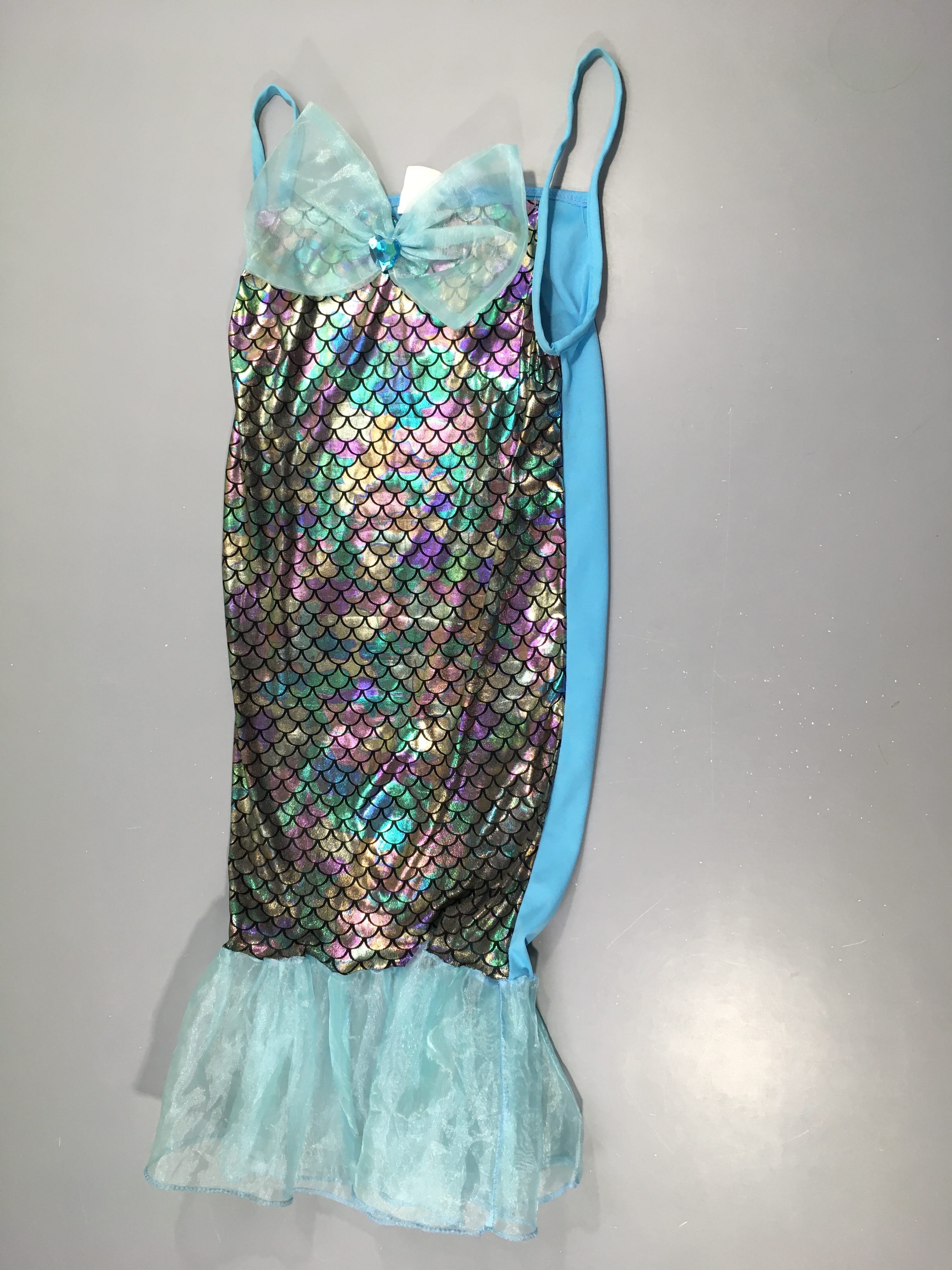 Déguisement sirène holographique/bleu, petites taches à l'arrière