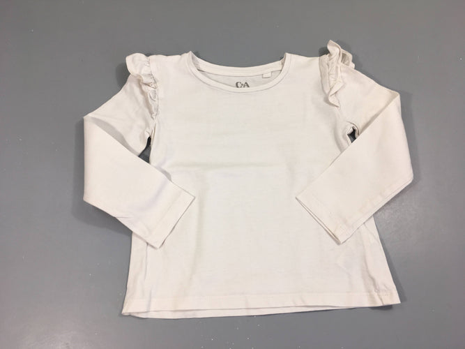 T-shirt m.l blanc froufrous, moins cher chez Petit Kiwi
