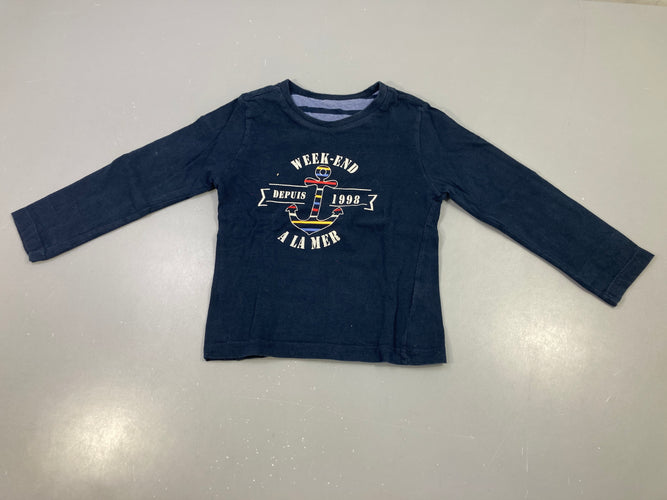 T-shirt m.l bleu marine ancre, doublé,Week-end, moins cher chez Petit Kiwi