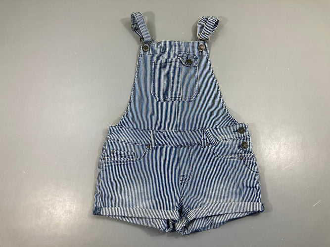 Salopette short rayé bleu marine/blanc, moins cher chez Petit Kiwi
