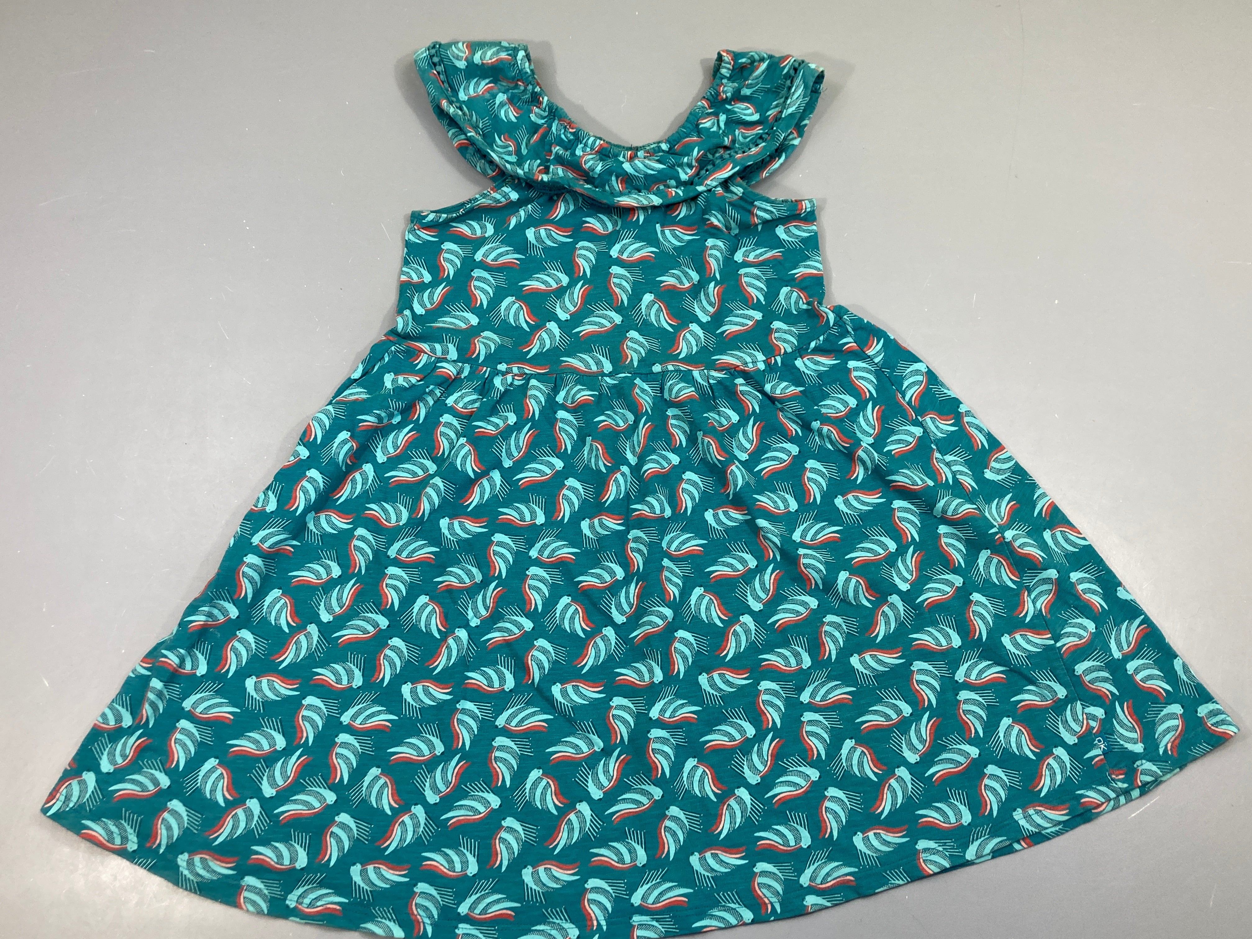 Robe s.m jersey bleu flammé oiseaux
