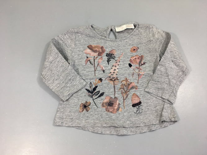 T-shirt m.l gris chiné fleurs, moins cher chez Petit Kiwi