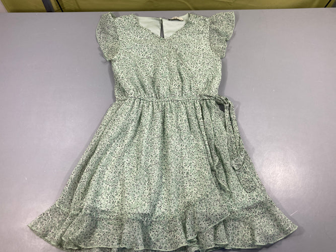 Robe m.c voile vert fleurs, moins cher chez Petit Kiwi