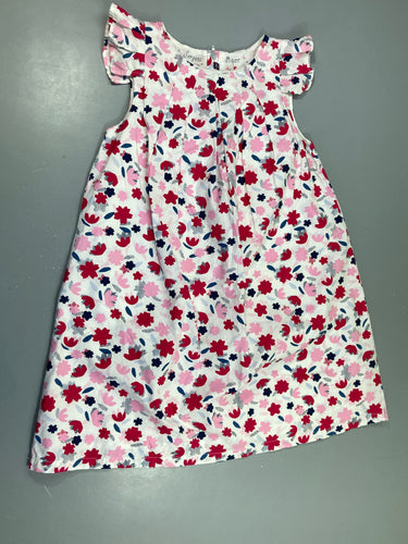 Robe m.c blanche fleurs rose, moins cher chez Petit Kiwi