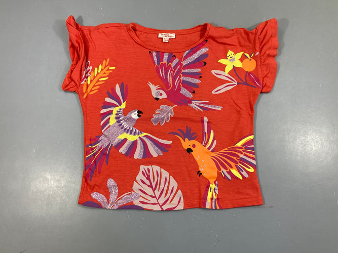 T-shirt m.c orangé flammé peroquet irisé, moins cher chez Petit Kiwi