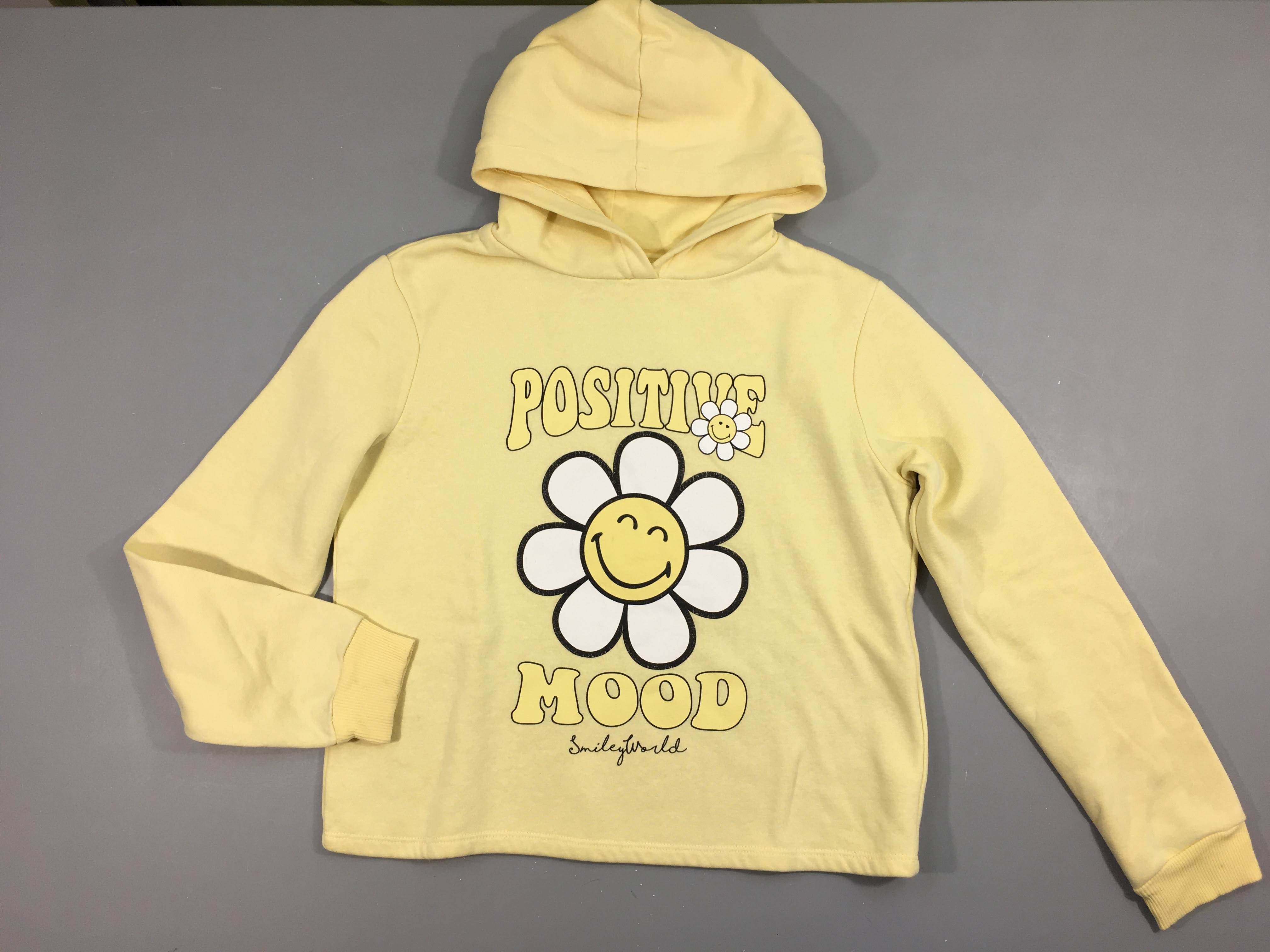 Sweat à capuche jaune Positive fleur Petite tache manche