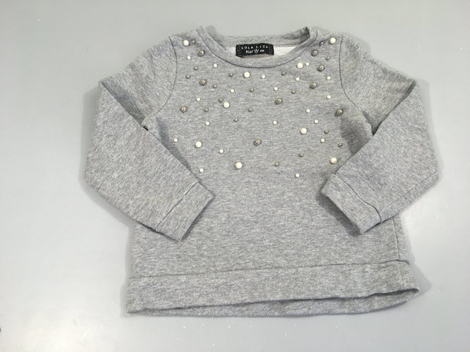 Sweat gris chiné perles, moins cher chez Petit Kiwi