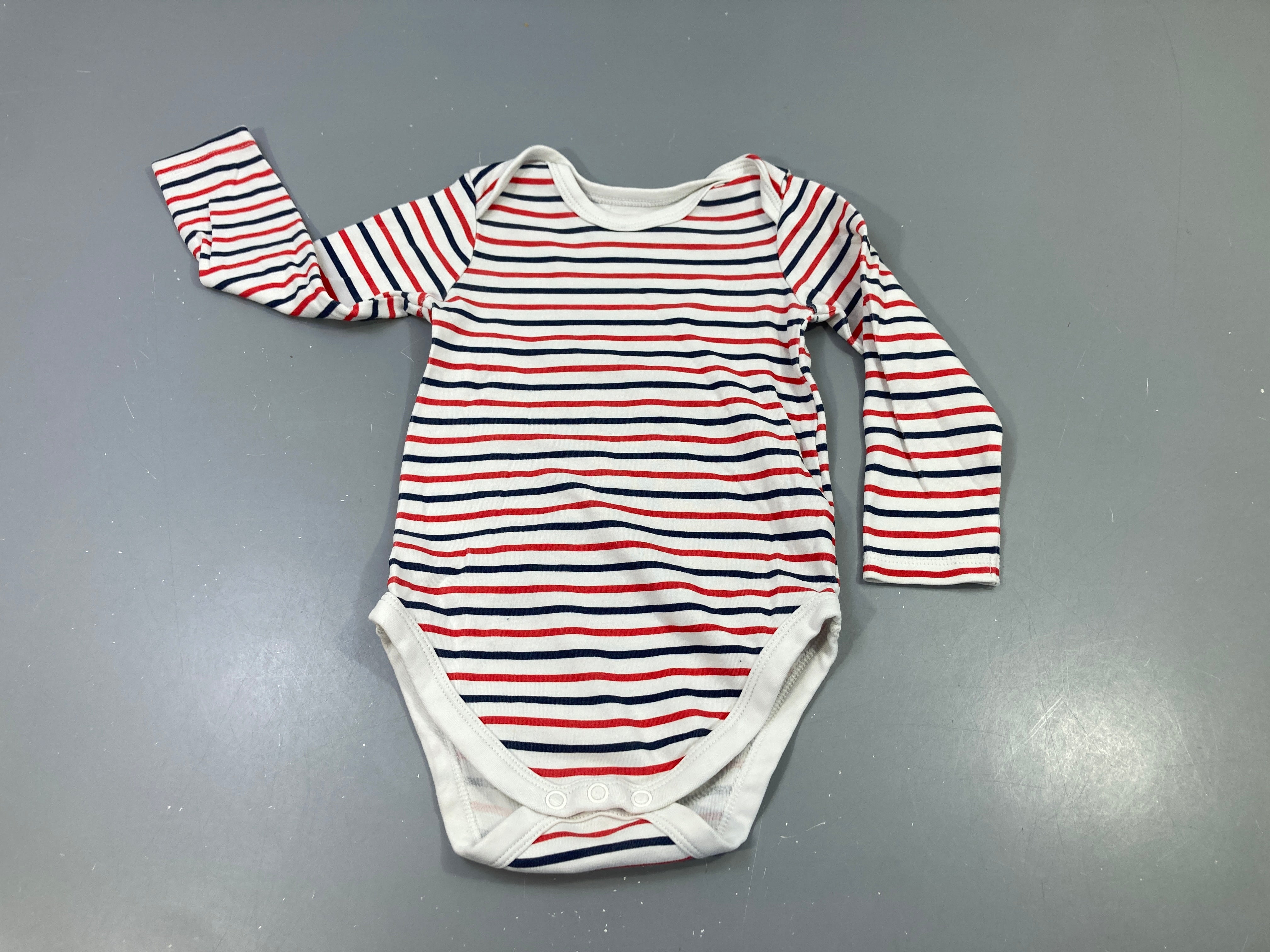 Body m.l blanc rayures rouge/marine