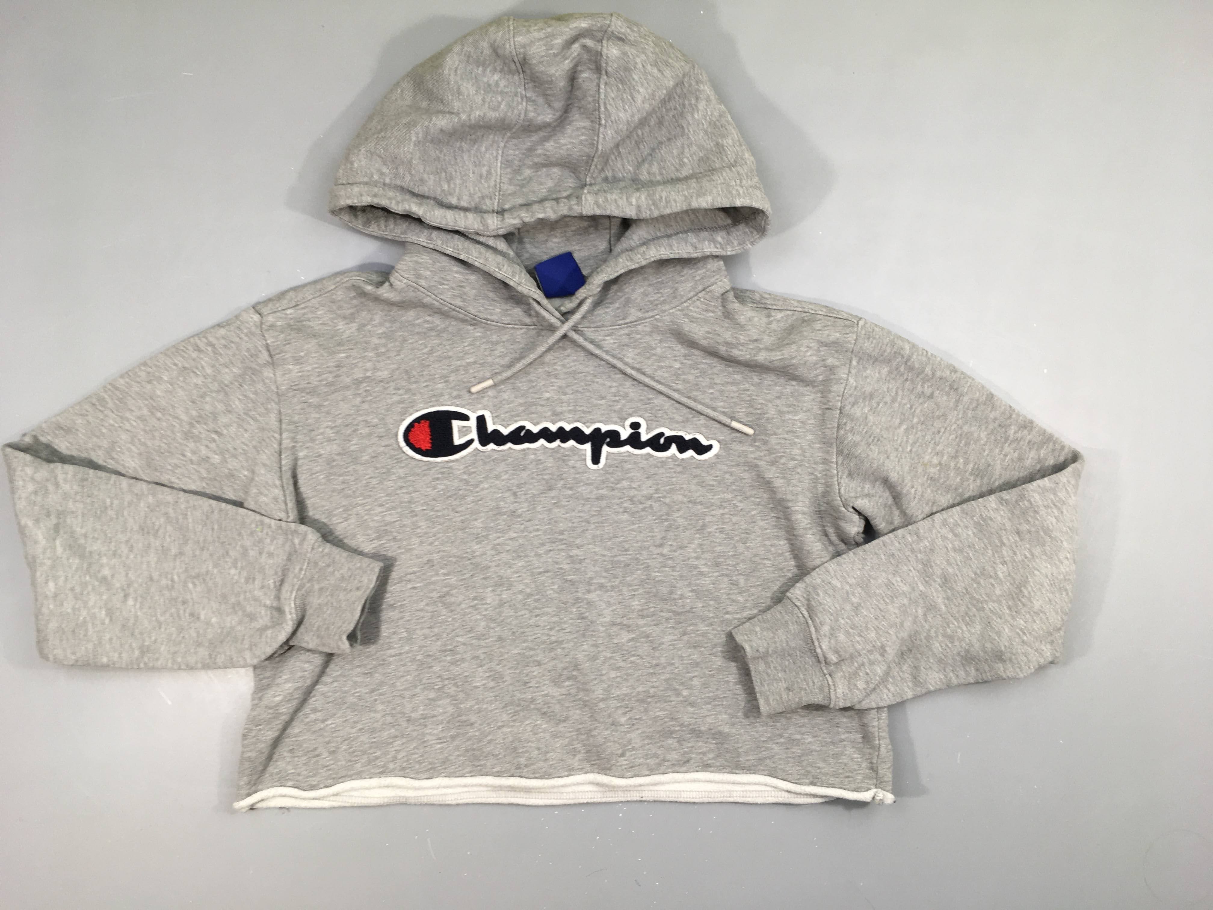 Sweat à capuche court gris chiné Champion