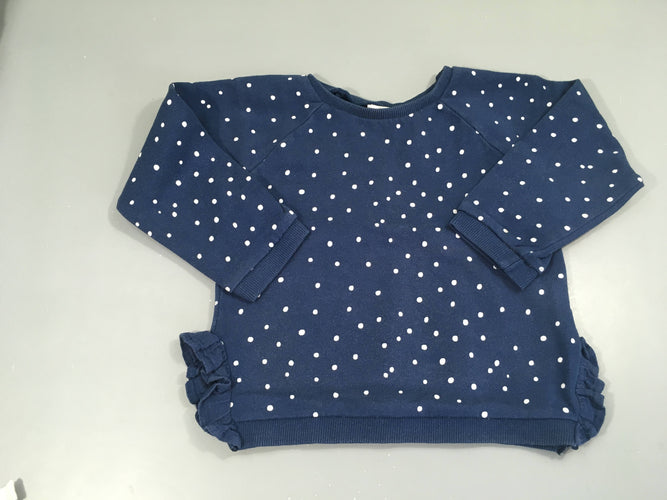 Sweat bleu foncé pois, moins cher chez Petit Kiwi