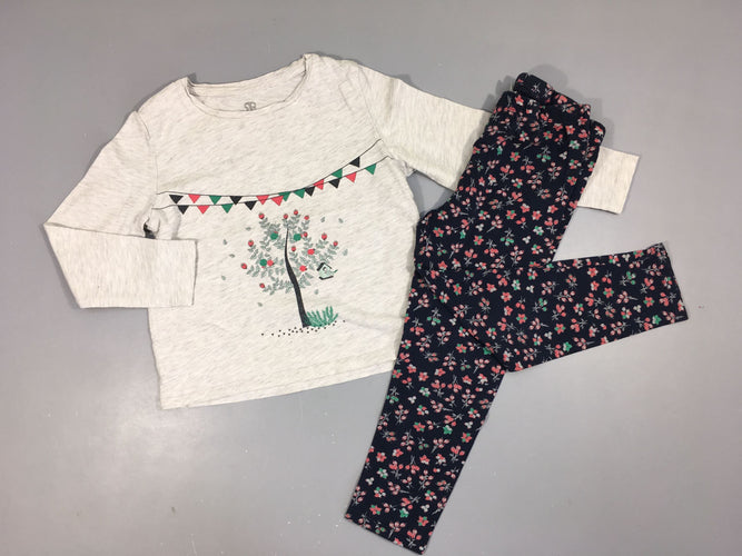 Pyjama jersey 2pcs gris clair flammé ar.bre fanions/ptl bleu fleuri, moins cher chez Petit Kiwi