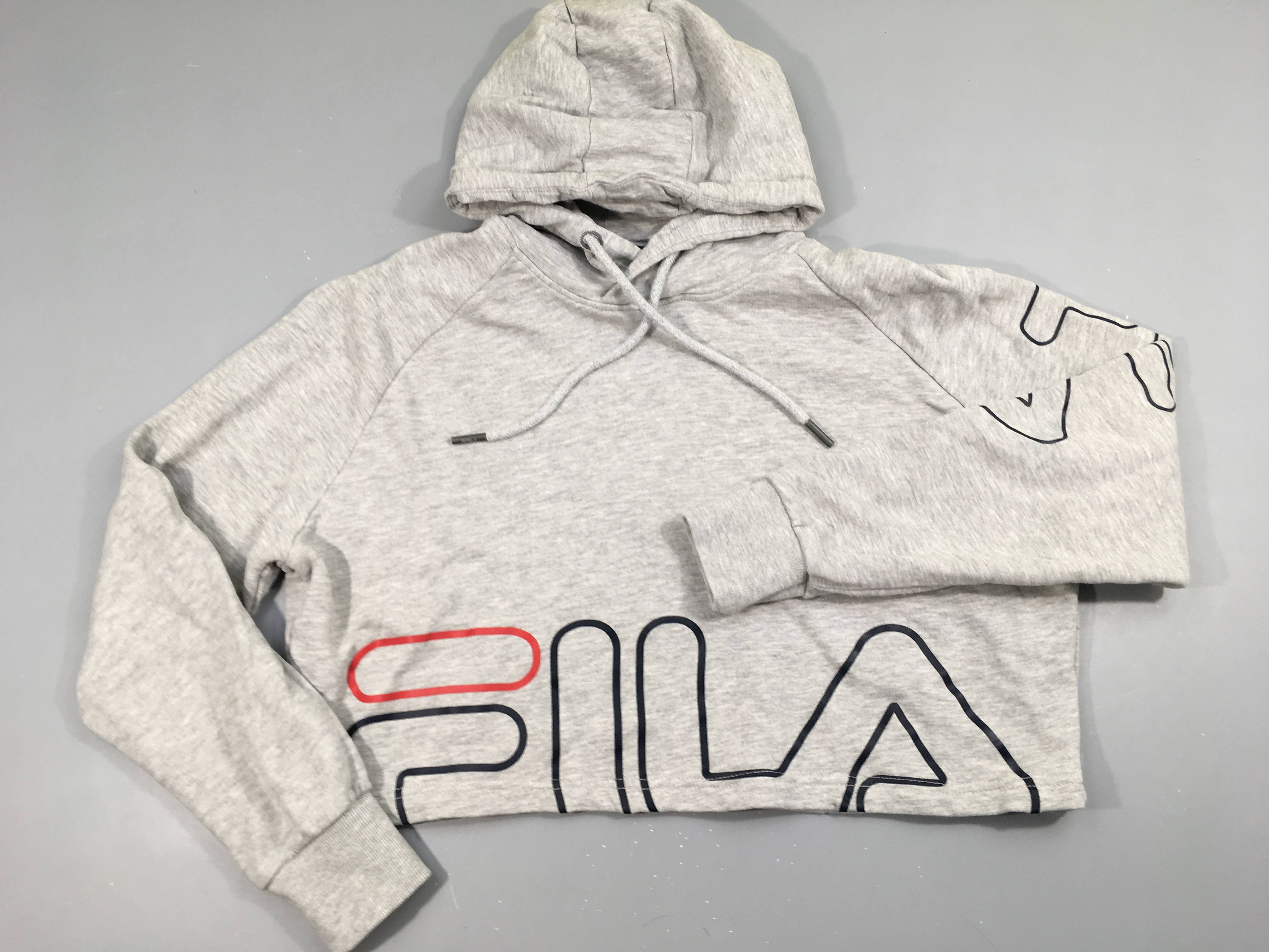 Sweat à capuche court gris chiné Fila