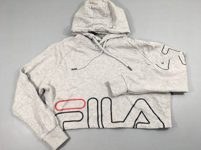 Sweat à capuche court gris chiné Fila, moins cher chez Petit Kiwi