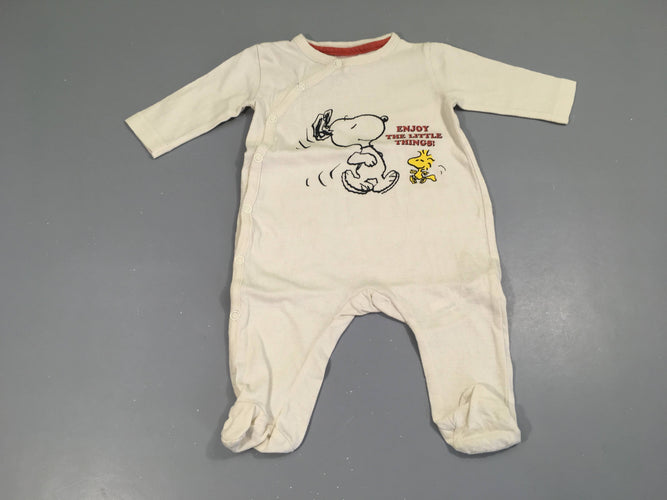 Pyjama jersey blanc Peanuts, un peu bouloché, moins cher chez Petit Kiwi