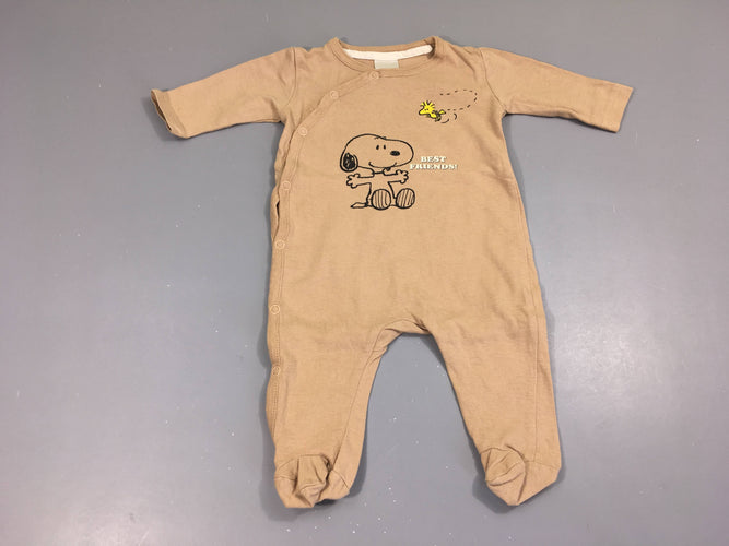 Pyjama jersey beige Peanuts, un peu bouloché, moins cher chez Petit Kiwi