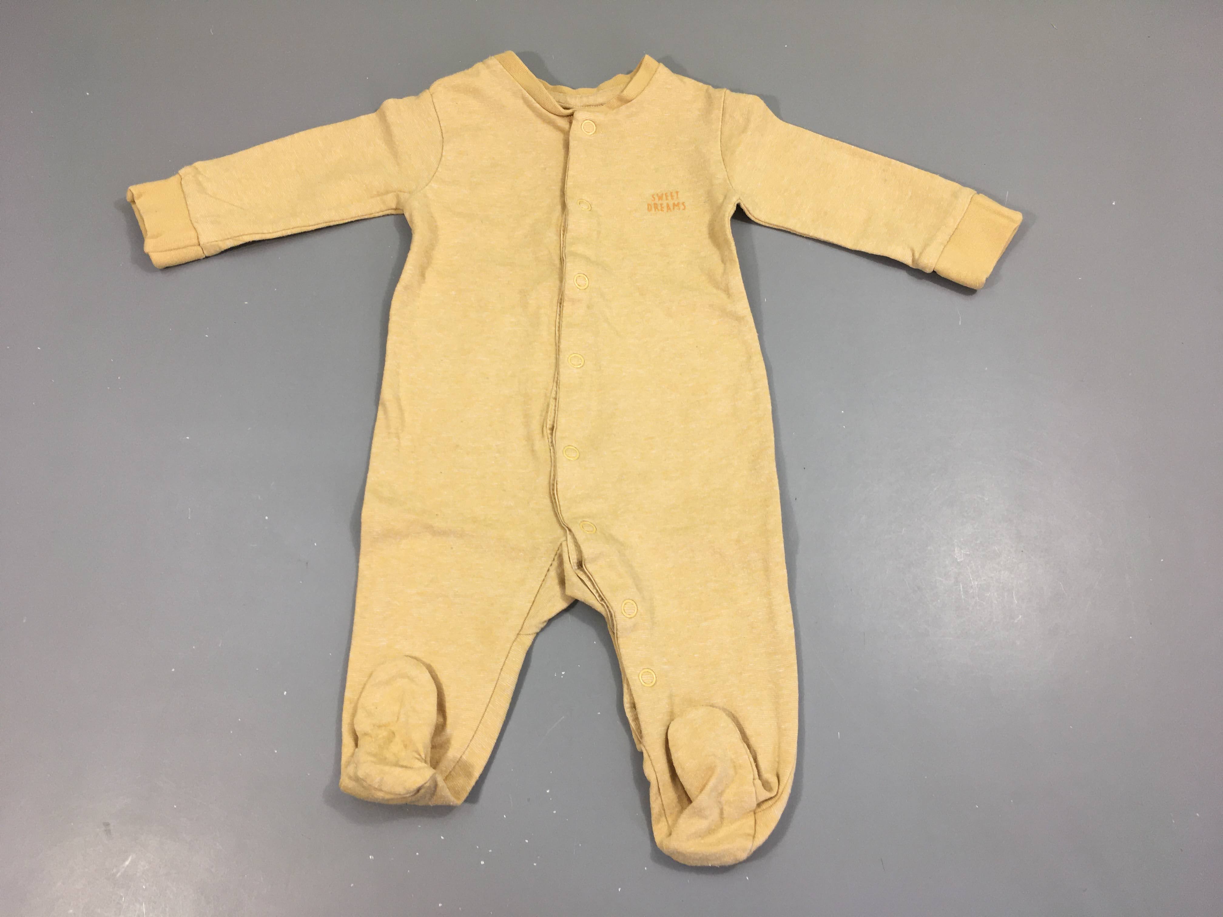 Pyjama jersey molleton jaune rayé