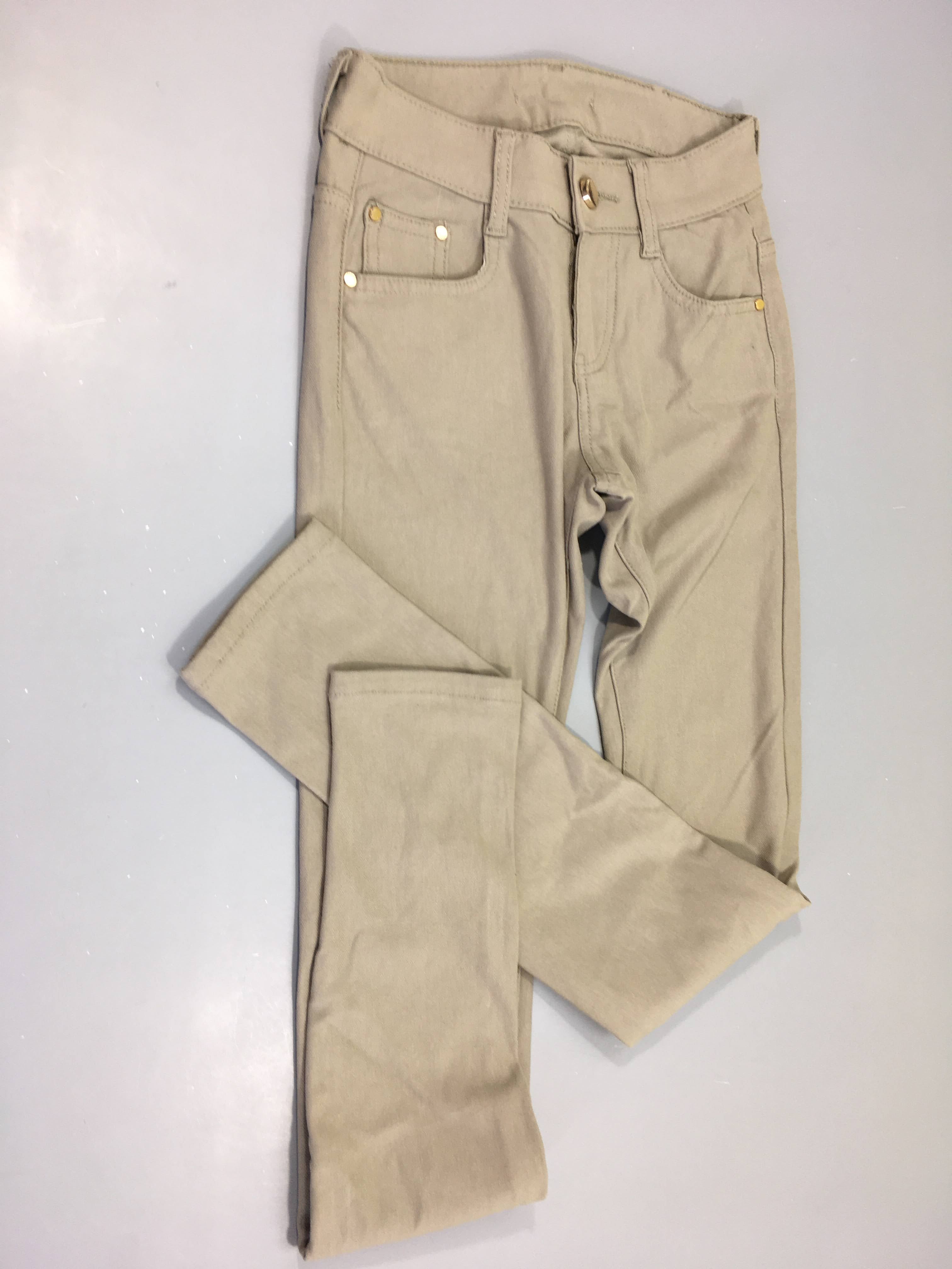 Pantalon droit beige  coton/ polyester/spandex, 38