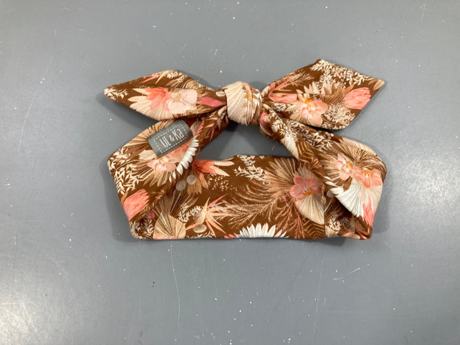 Bandeau noeud brun fleuri, moins cher chez Petit Kiwi