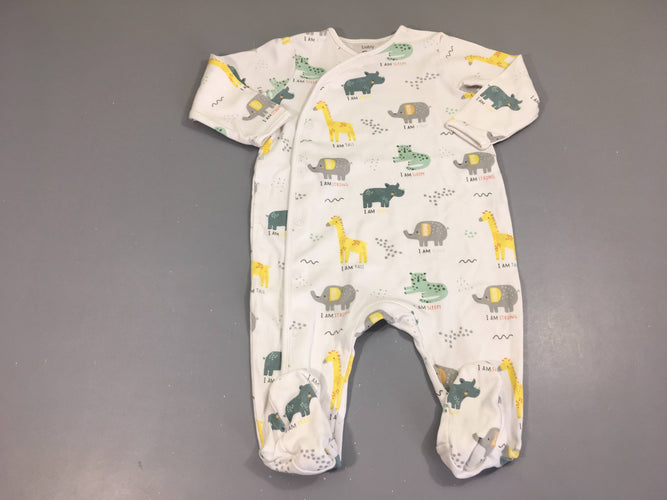 Pyjama jersey blanc animaux, moins cher chez Petit Kiwi