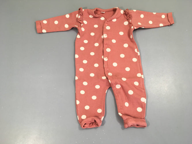 Combinaison molleton rose pois froufrous, boulochée, moins cher chez Petit Kiwi