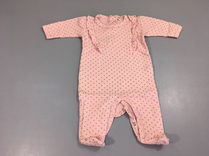 Pyjama jersey rose pois froufrous, bouloché, moins cher chez Petit Kiwi