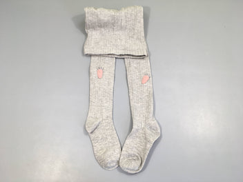 Collants gris clair avec application carotte rose