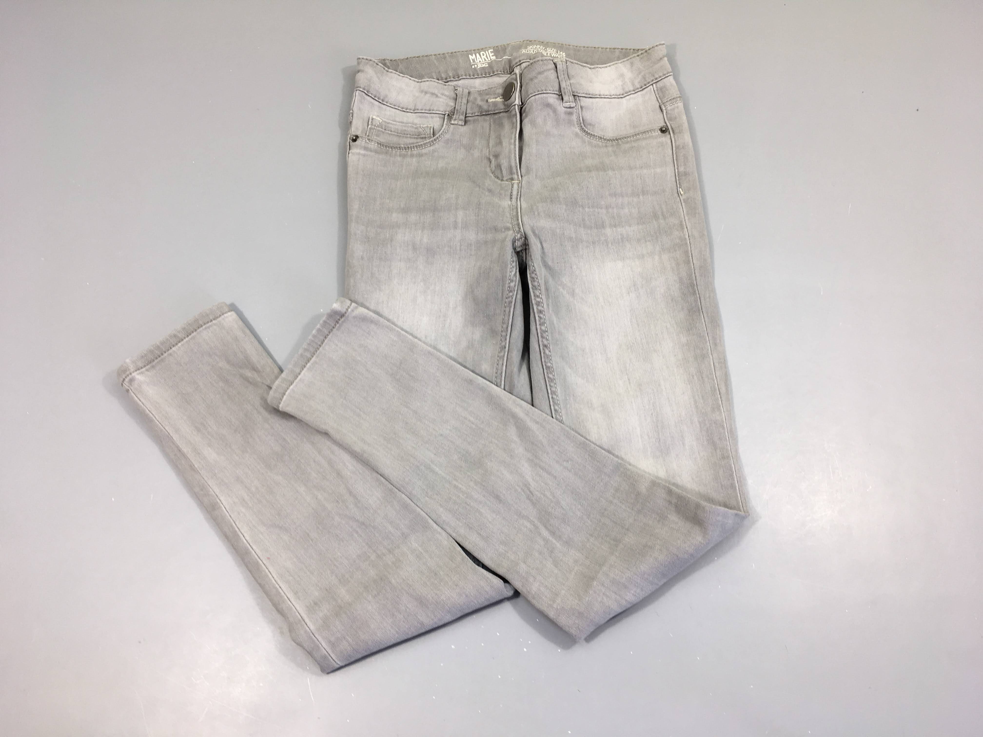 Jean Skinny gris clair taille ajustable coton/polyester/élasthane