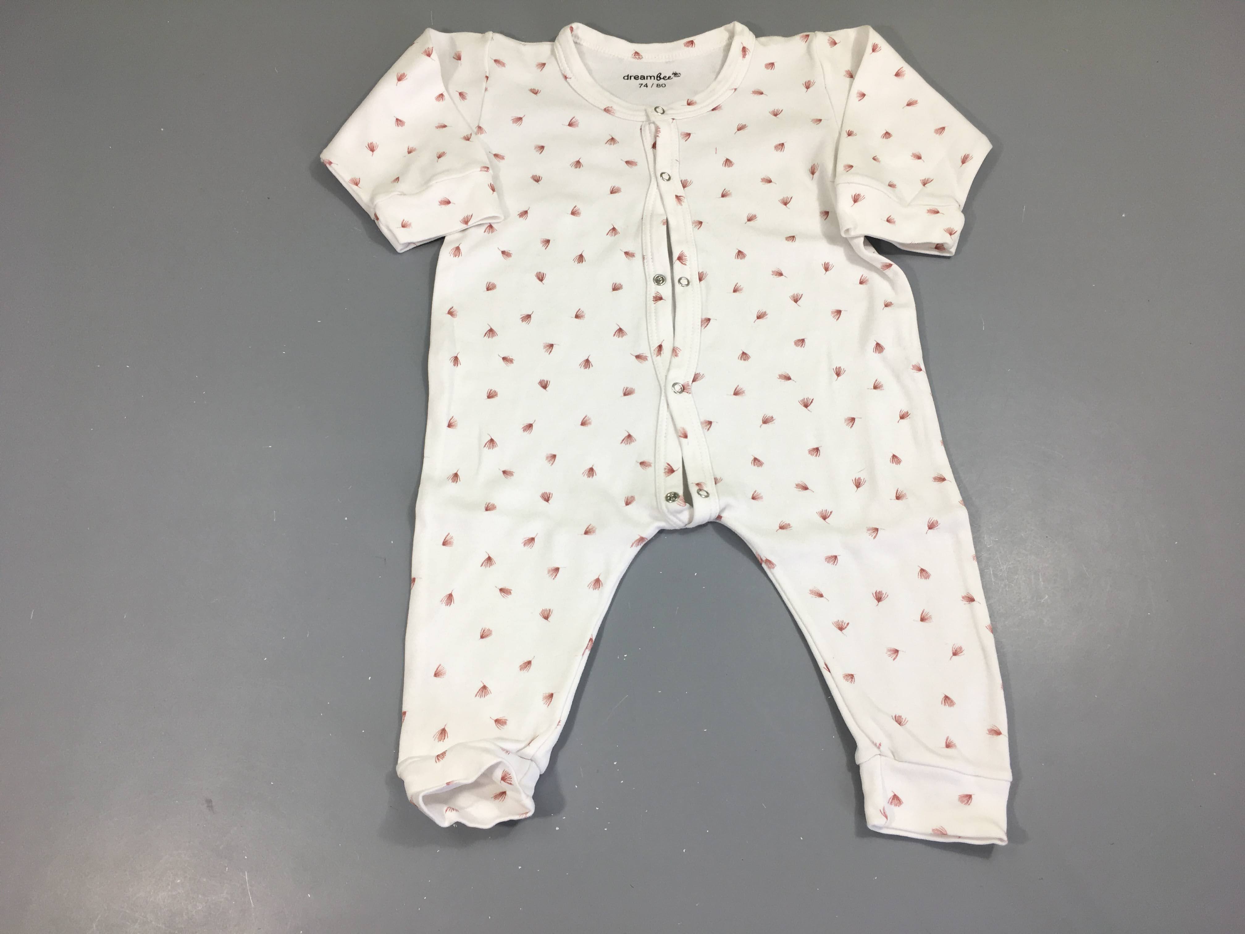 Pyjama sans pieds jersey blanc pistilles