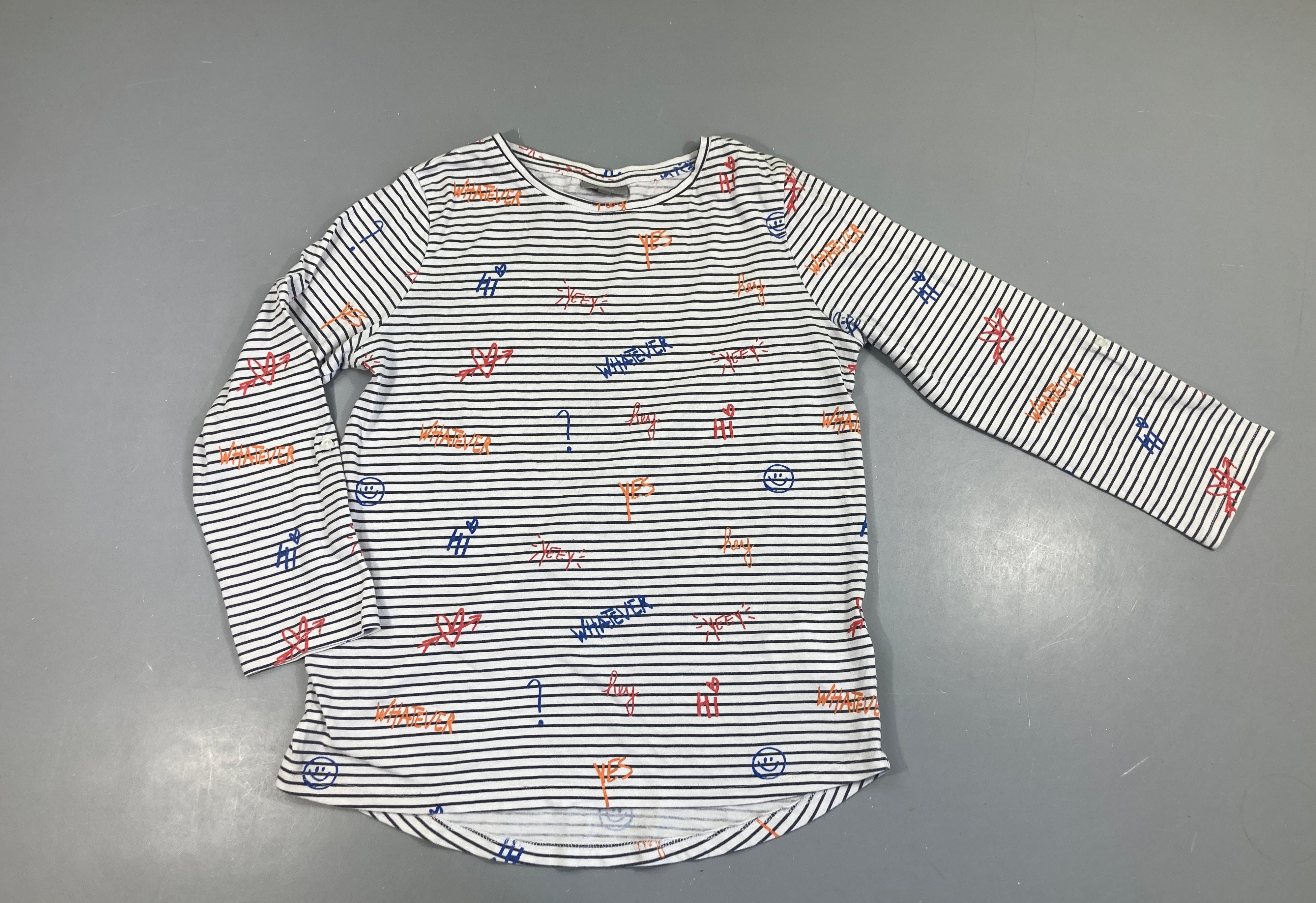 T-shirt m.l blanc rayé noir Wathever