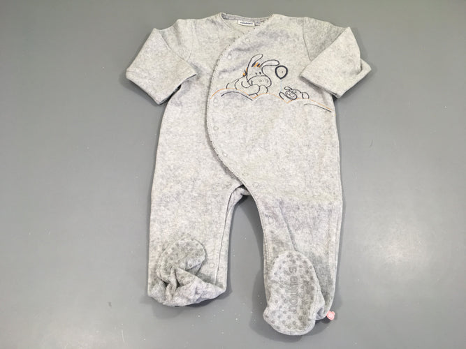 Pyjama velours gris chiné Paco, moins cher chez Petit Kiwi