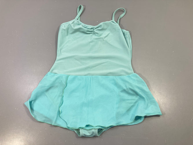 Maillot de dance 1 pièce vert menthe, jupette, moins cher chez Petit Kiwi