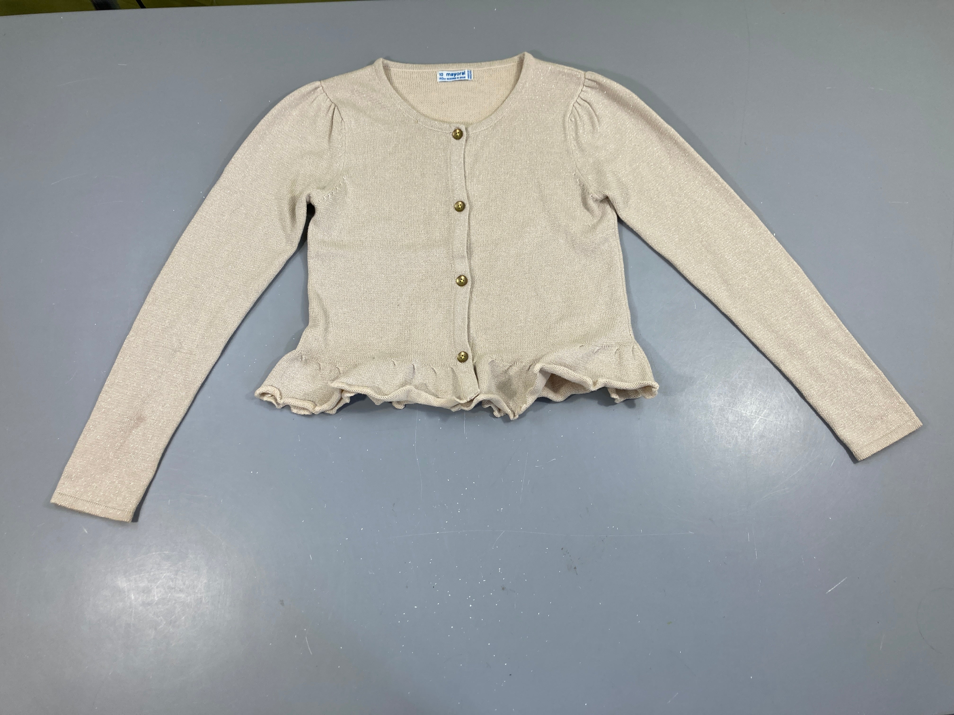 Gilet beige irisés volants bas Tache manche arrière et fil tiré