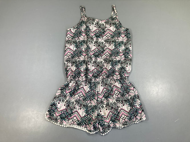 Combishort blanc feuillage formes géométrique rose-noire, moins cher chez Petit Kiwi