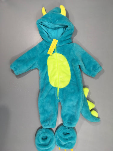Déguisement NEUF combinaison velours monstre turquoise + chaussons, moins cher chez Petit Kiwi