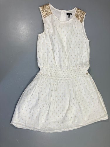 Robe s.m blanche traits dorés, moins cher chez Petit Kiwi