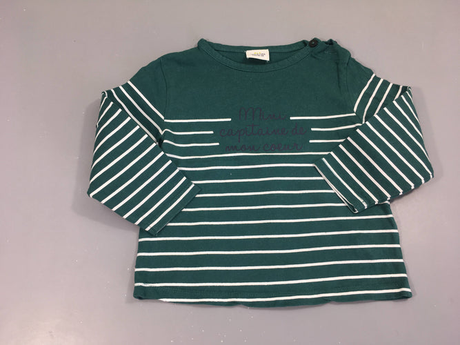 T-shirt m.l vert rayé blanc Mini, moins cher chez Petit Kiwi