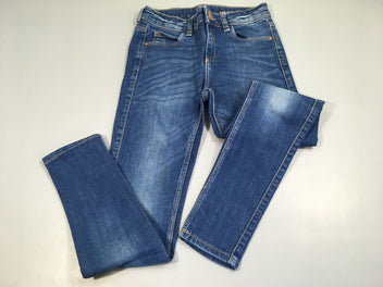 Jean skinny bleu taille élastique coton/polyester/élasthane délavé genoux