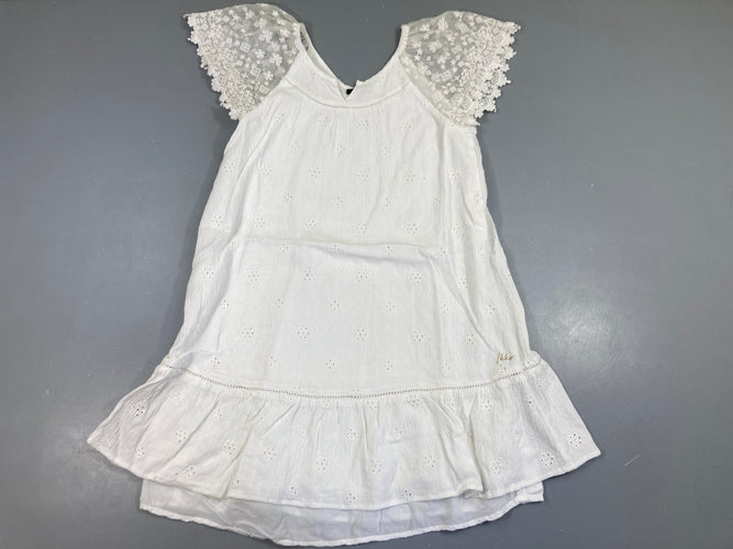 Robe s.m blanche dentelle épaules, moins cher chez Petit Kiwi