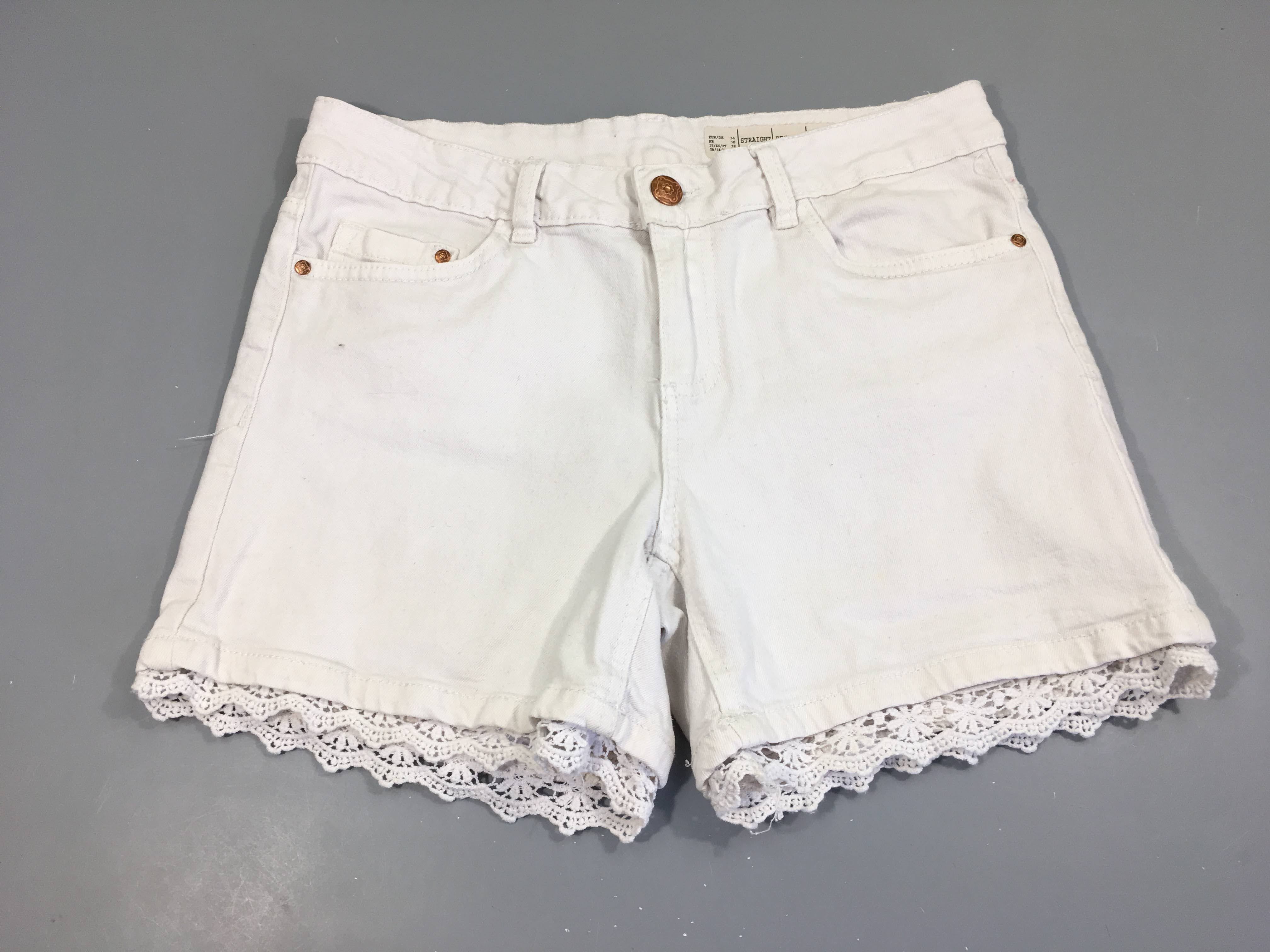 Short jean blanc dentelle dans le bas coton/élastane ESMARA, 36